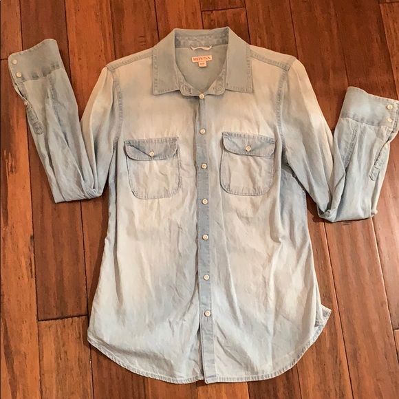 Jean button down blouse - Picture 1 of 3